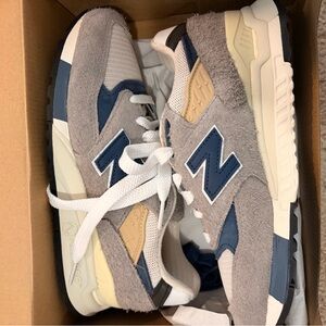 New Balance Cream and Navy Sneakers